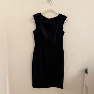 Banana Republic Black Knee Length Cocktail Dress with Mesh Shoulders in Size 6